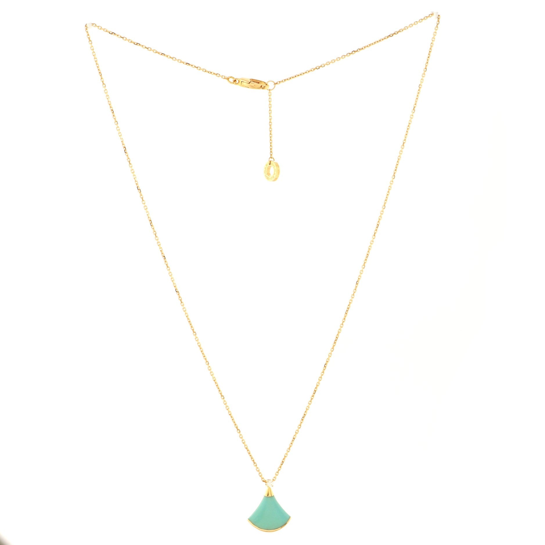 Divas' Dream Pendant Necklace 18K Rose Gold with Turquoise and Diamond Small