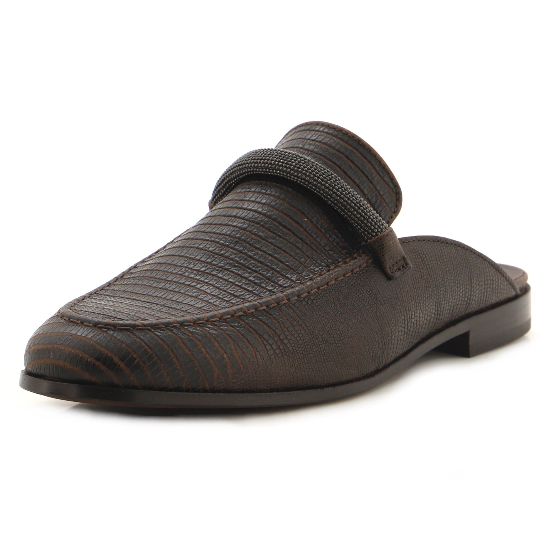 Women's Monili Mules Embellished Snakeskin Embossed Leather