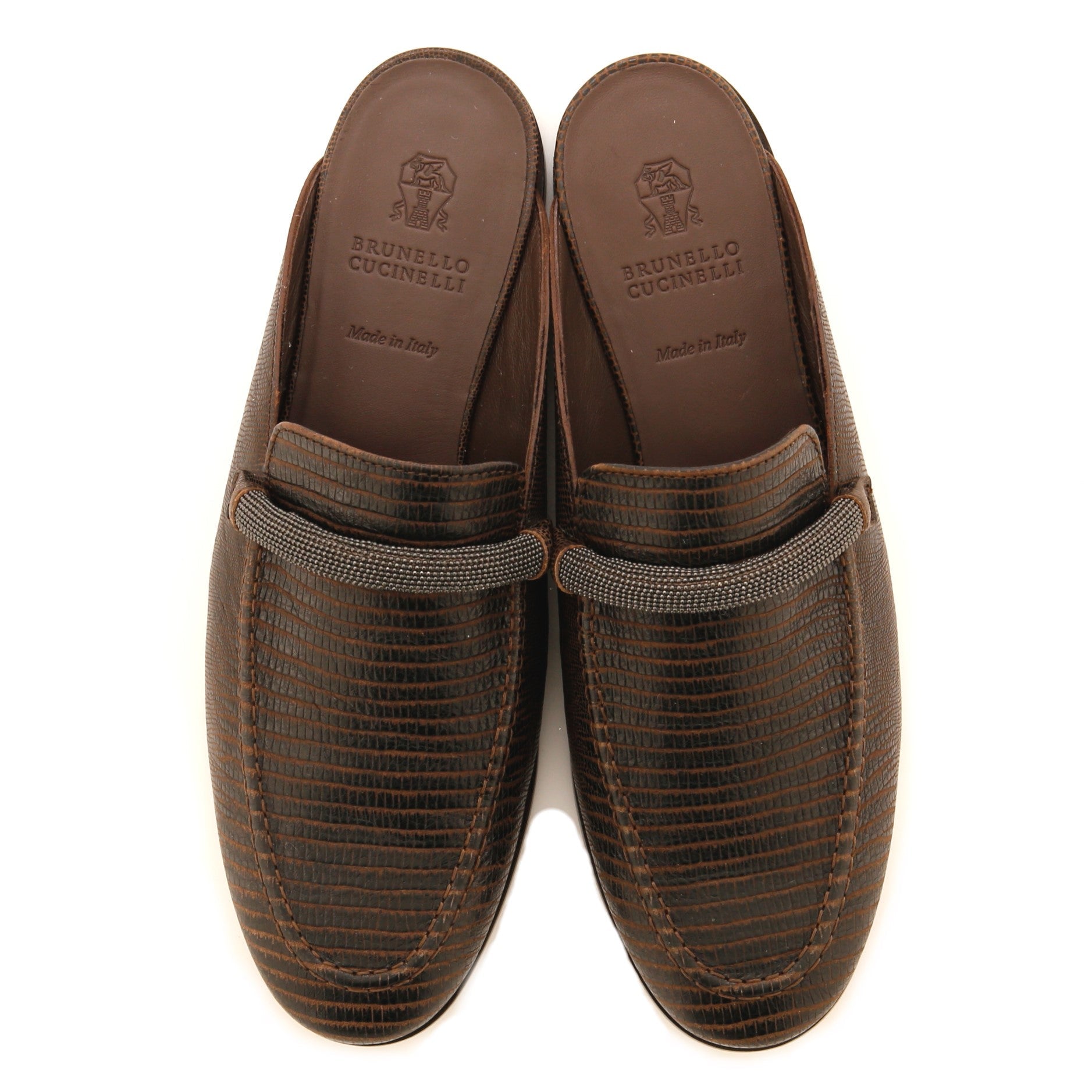 Women's Monili Mules Embellished Snakeskin Embossed Leather