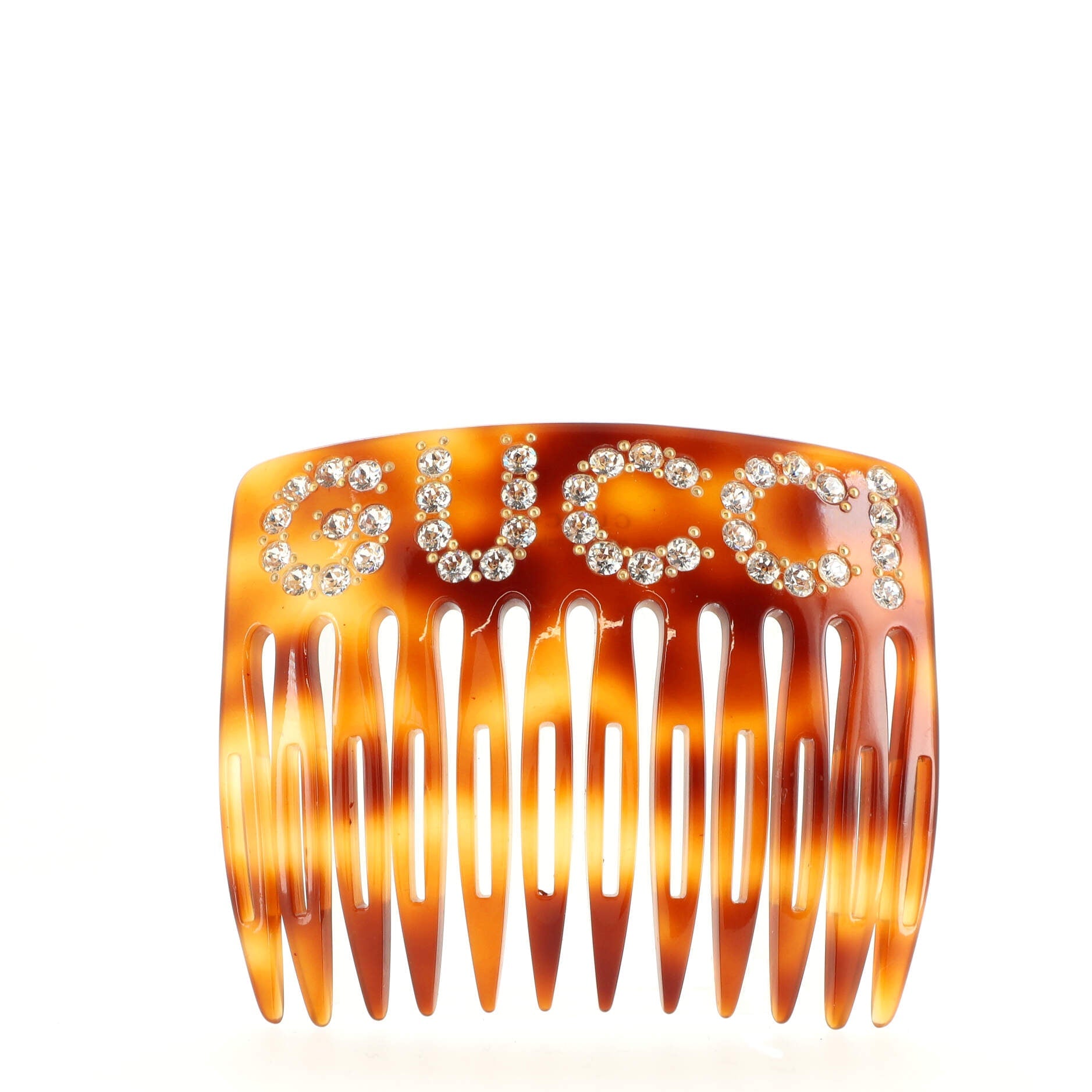 Logo Hair Comb Crystal Embellished Resin XS