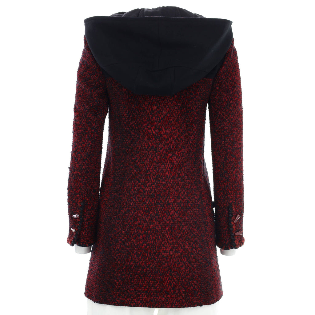 Women's Toggle Hooded Peacoat Tweed with Wool Blend