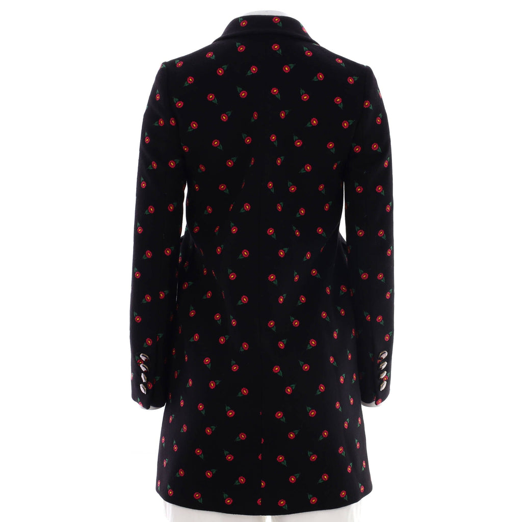 Women's Button Up Coat Embroidered Wool