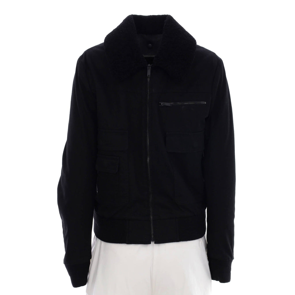 Women's Zip Up Bomber Jacket Cotton and Shearling