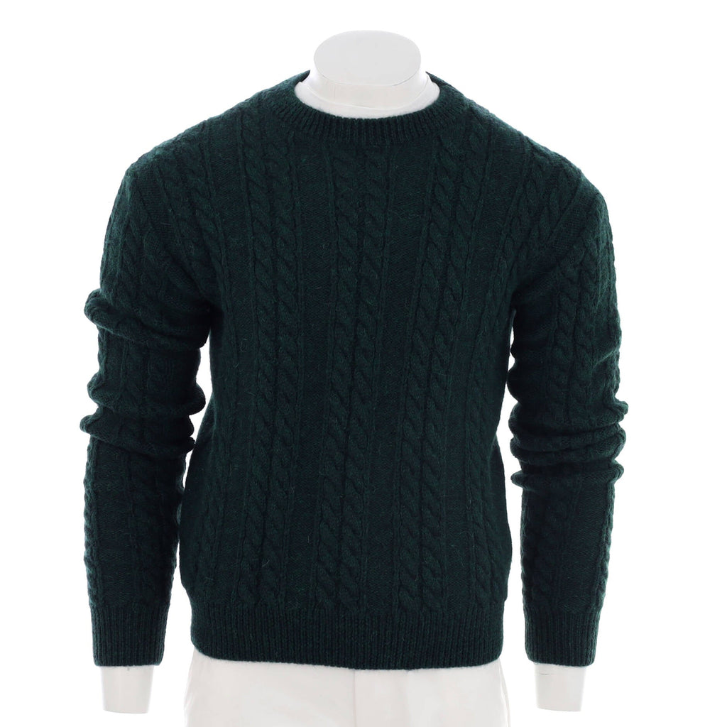Men's Cable Knit Crewneck Sweater Wool