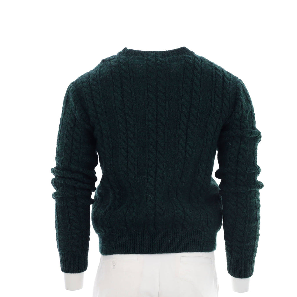 Men's Cable Knit Crewneck Sweater Wool