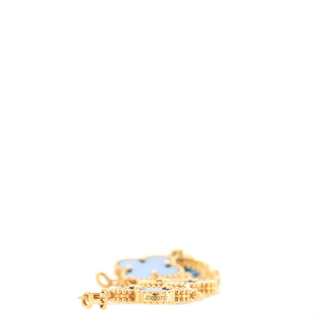 Vintage Alhambra 5 Motifs Bracelet 18K Yellow Gold and Agate