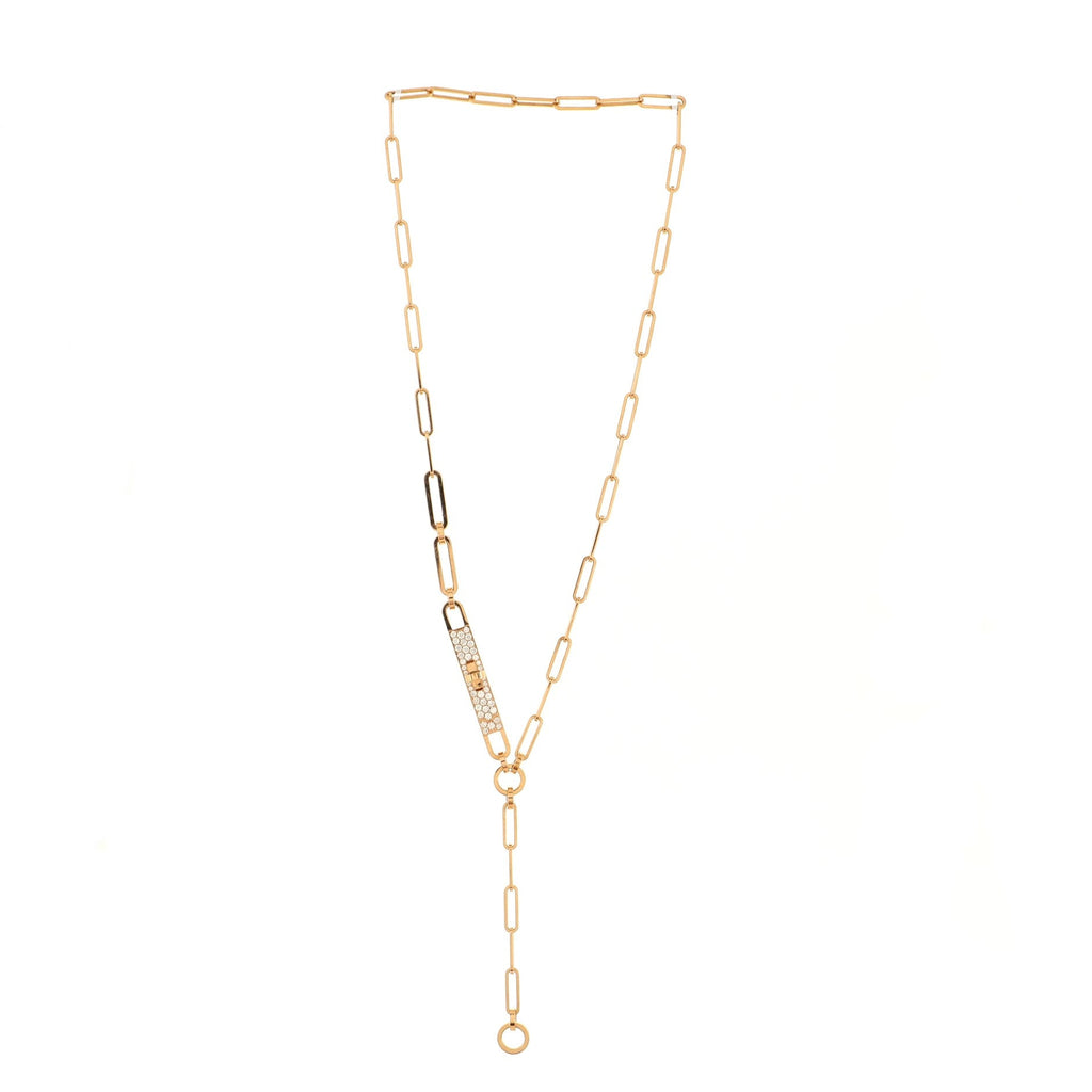 Kelly Chaine Lariat Necklace 18K Rose Gold and Pave Diamonds Small
