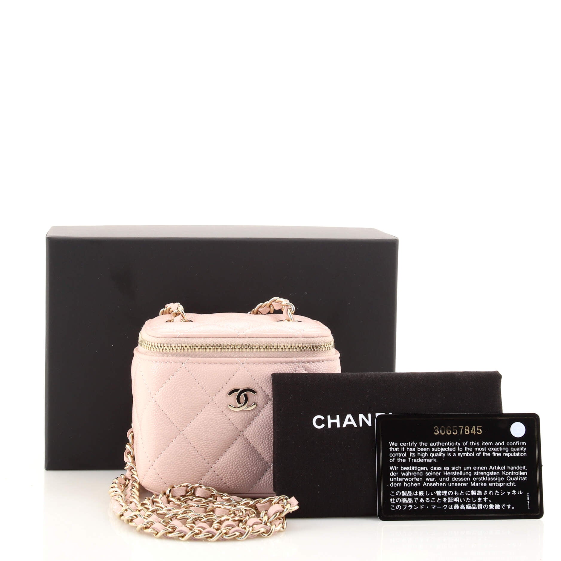 Classic Vanity Case with Chain Quilted Caviar Mini