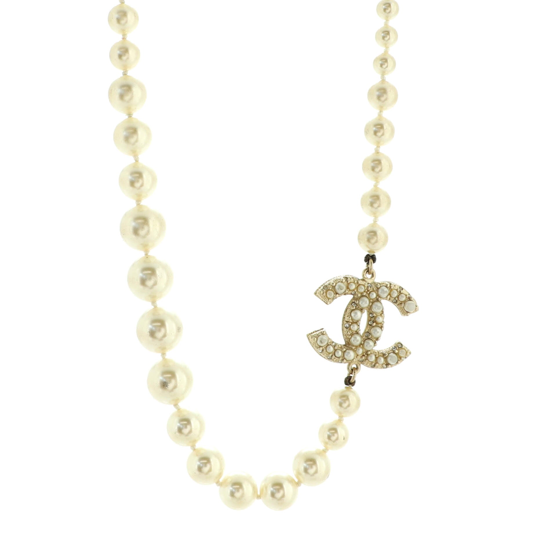 CC 100th Anniversary Short Necklace Metal with Faux Pearls and Crystals