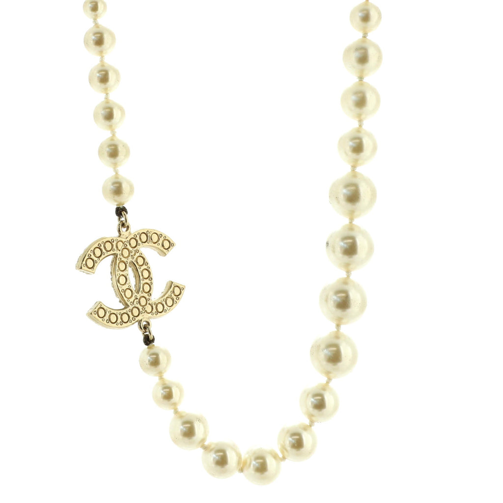 CC 100th Anniversary Short Necklace Metal with Faux Pearls and Crystals