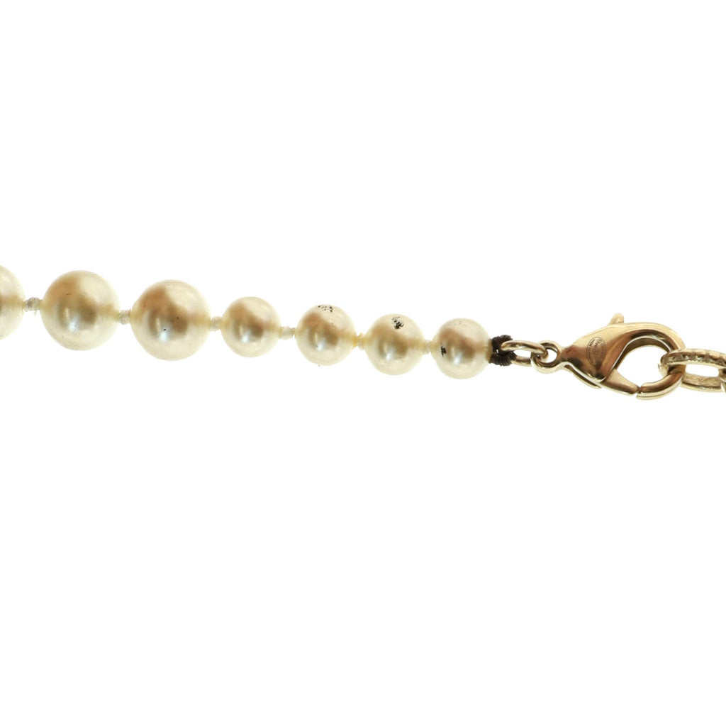 CC 100th Anniversary Short Necklace Metal with Faux Pearls and Crystals