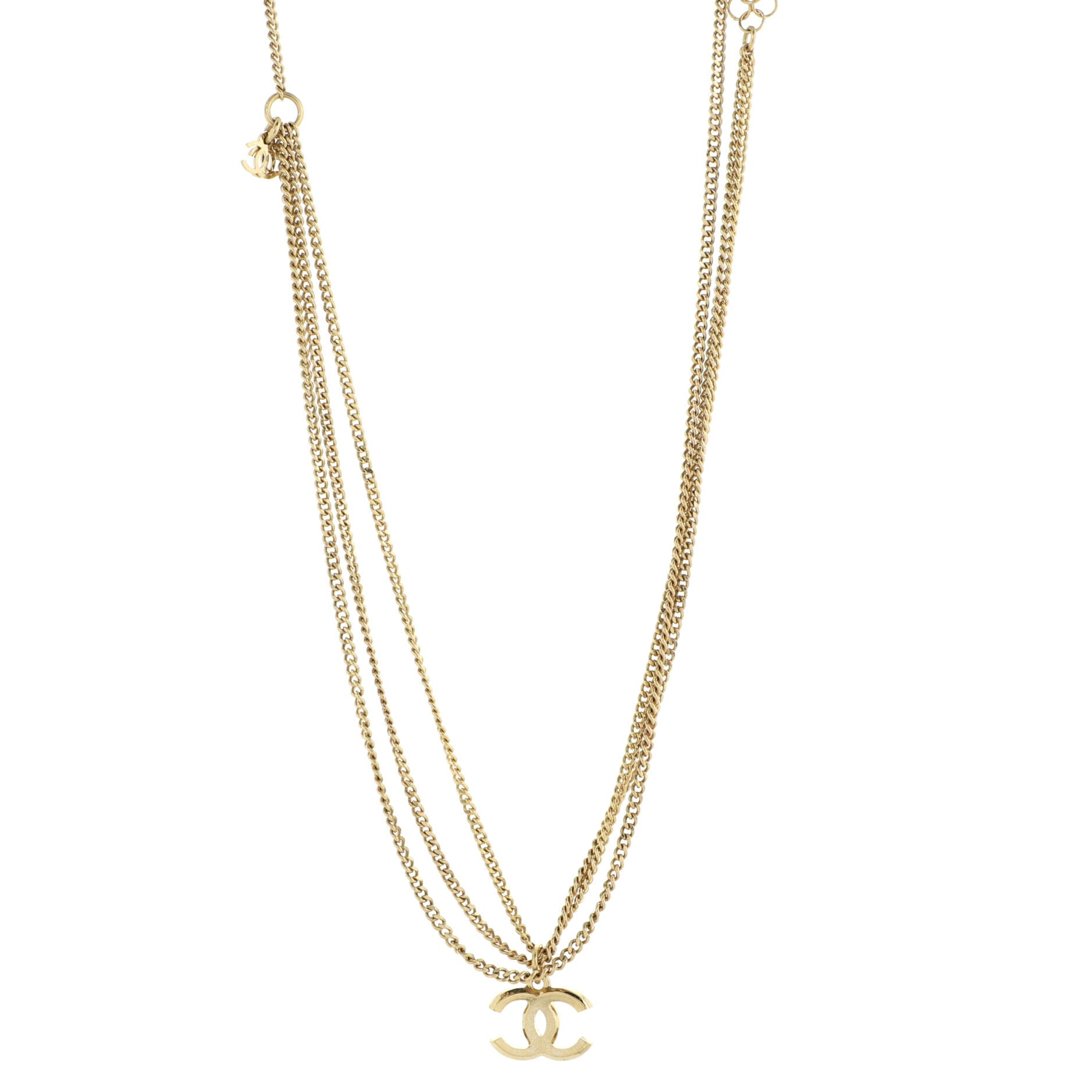 CC Triple Chain Necklace Metal