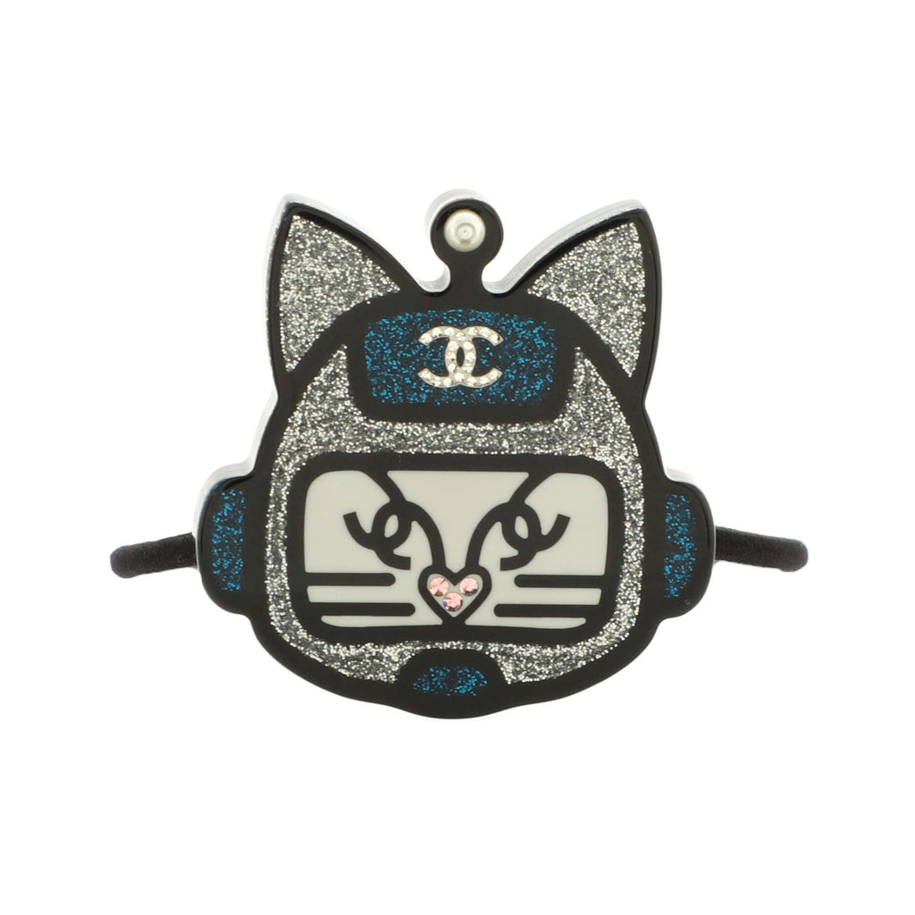 Cat Robot Hair Tie Glitter Resin and Fabric