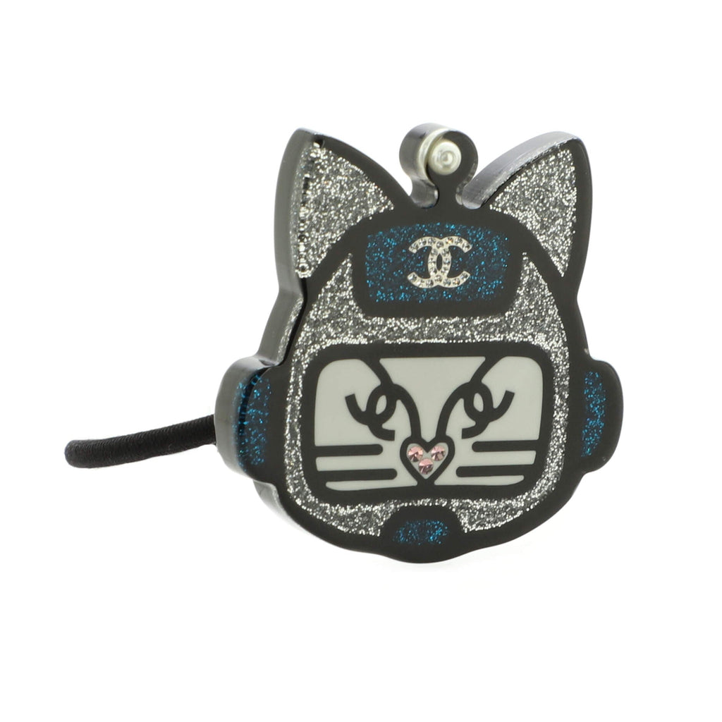 Cat Robot Hair Tie Glitter Resin and Fabric