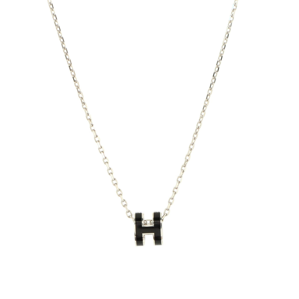 Pop H Pendant Chain Necklace Metal and Enamel Mini