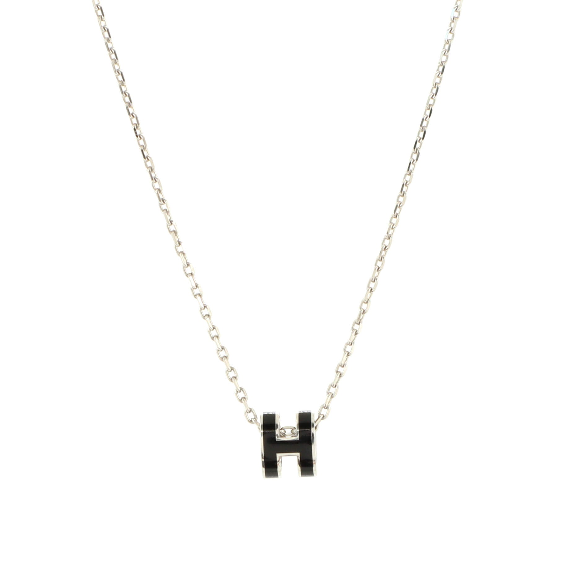 Pop H Pendant Chain Necklace Metal and Enamel Mini