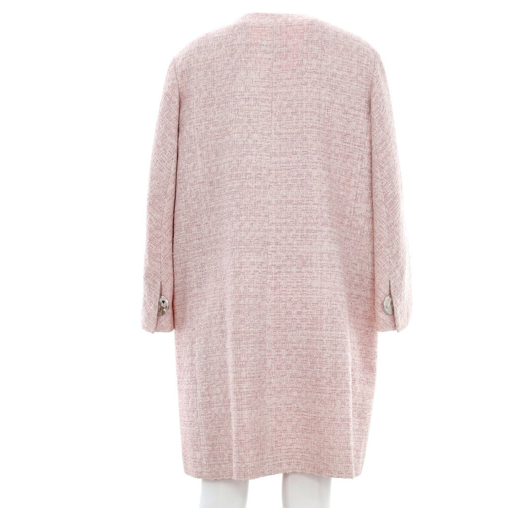 Women's Collarless Three Button Coat Tweed