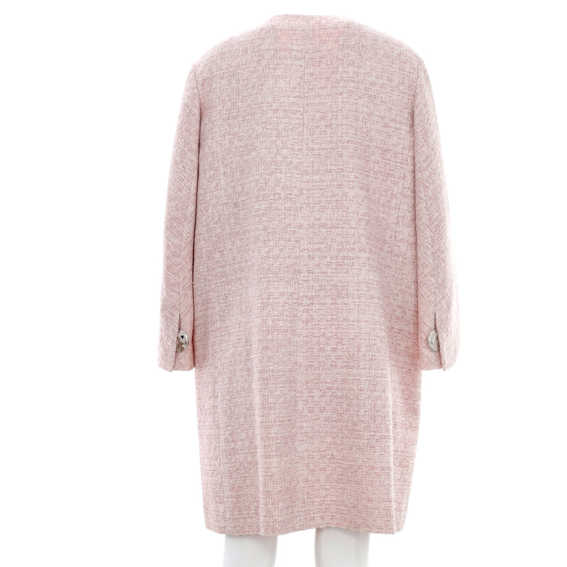 Women's Collarless Three Button Coat Tweed