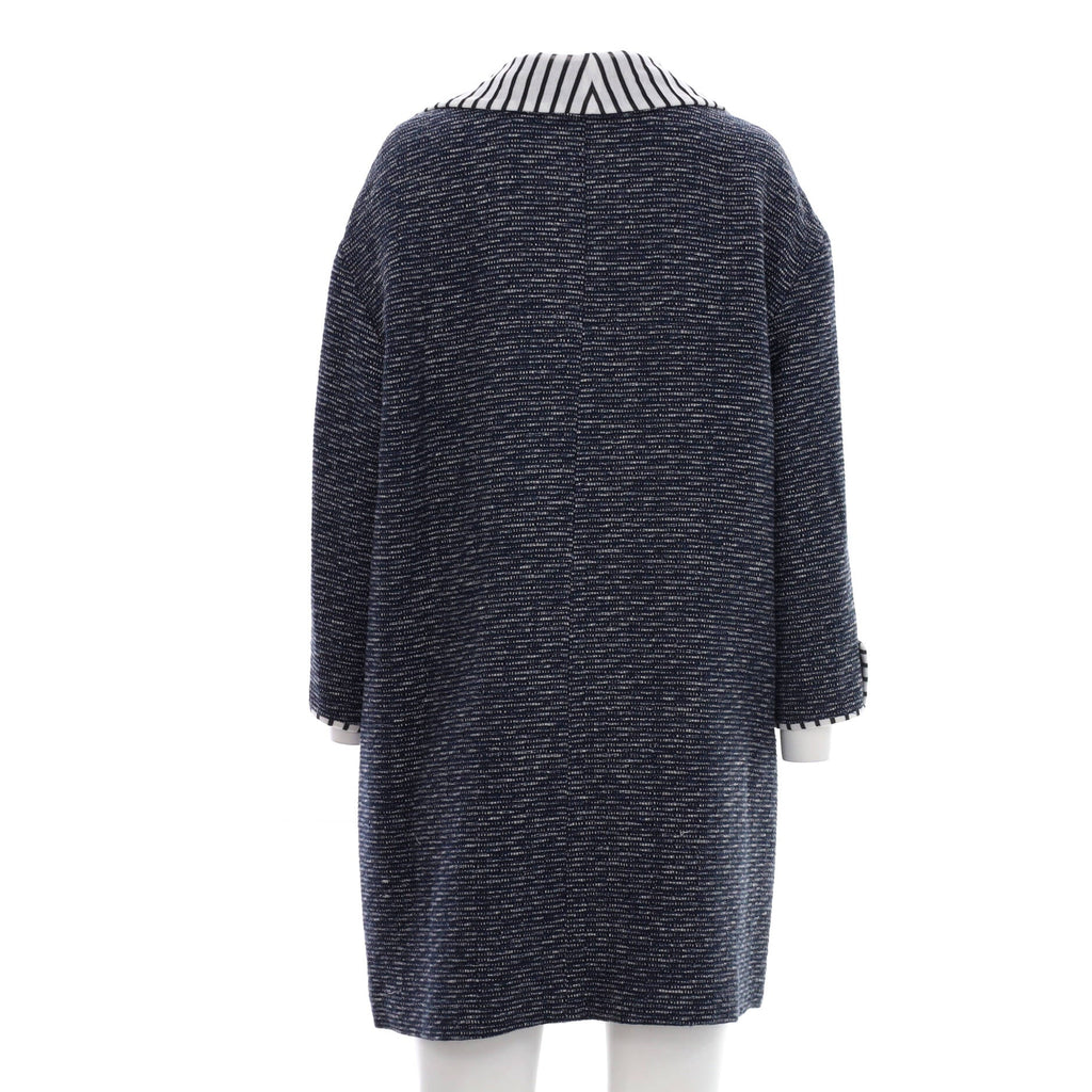 Women's Double Zipper Striped Collar Coat Tweed