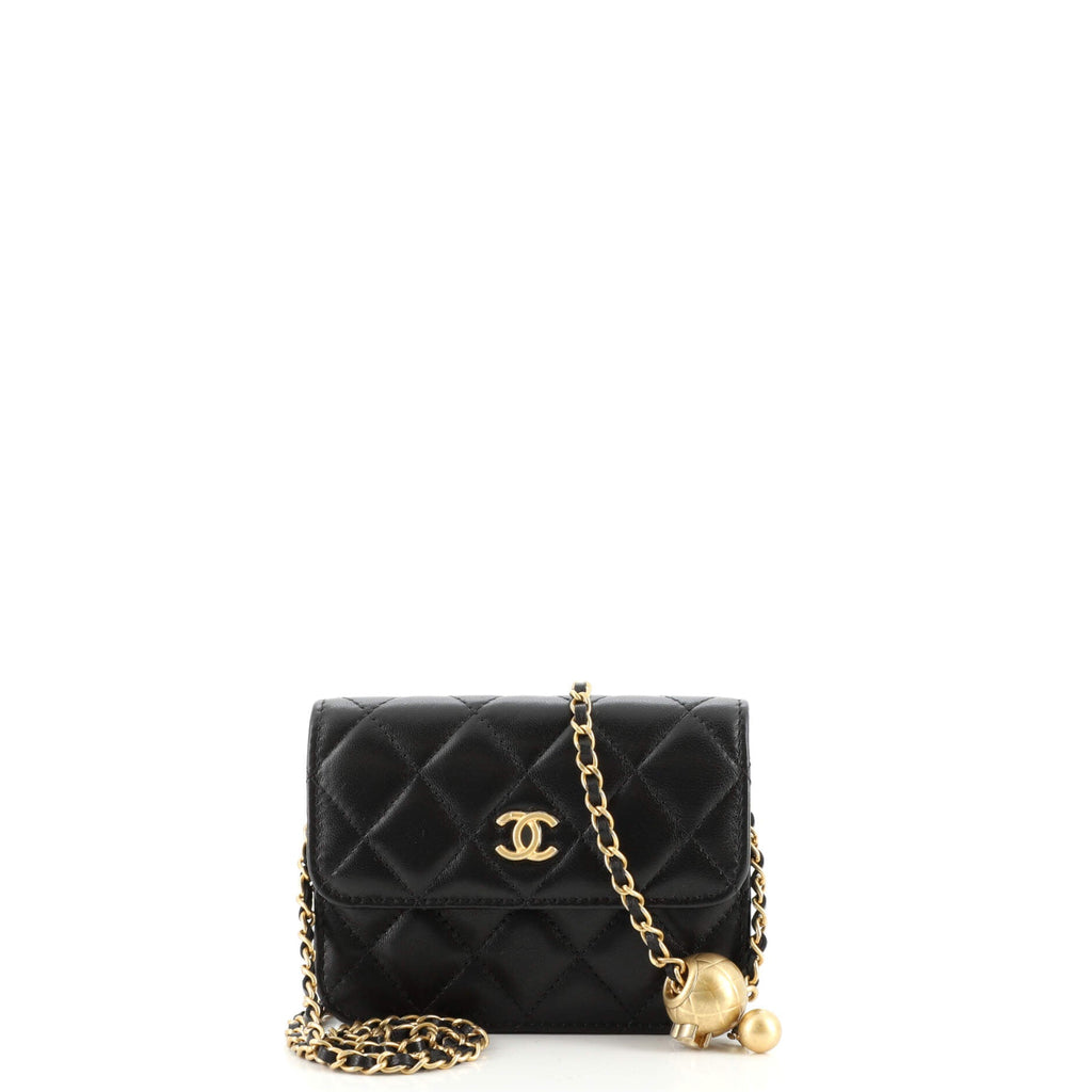 Pearl Crush Flap Clutch with Chain Quilted Lambskin Mini
