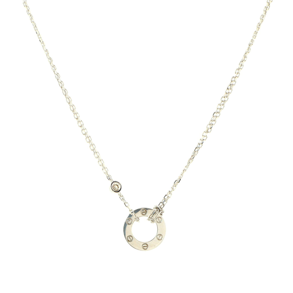 2 Diamonds Love Pendant Necklace 18K White Gold