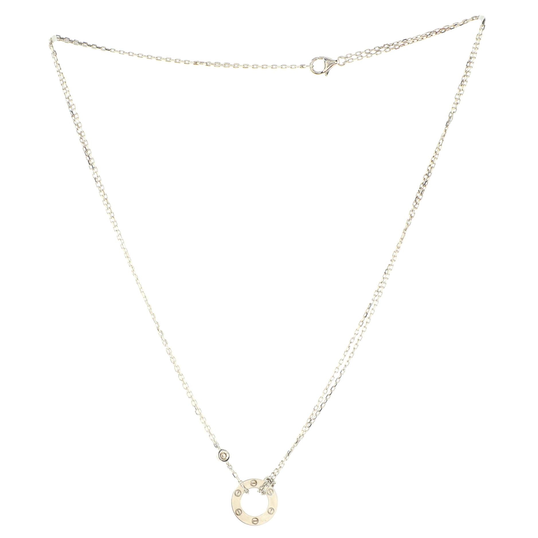 2 Diamonds Love Pendant Necklace 18K White Gold