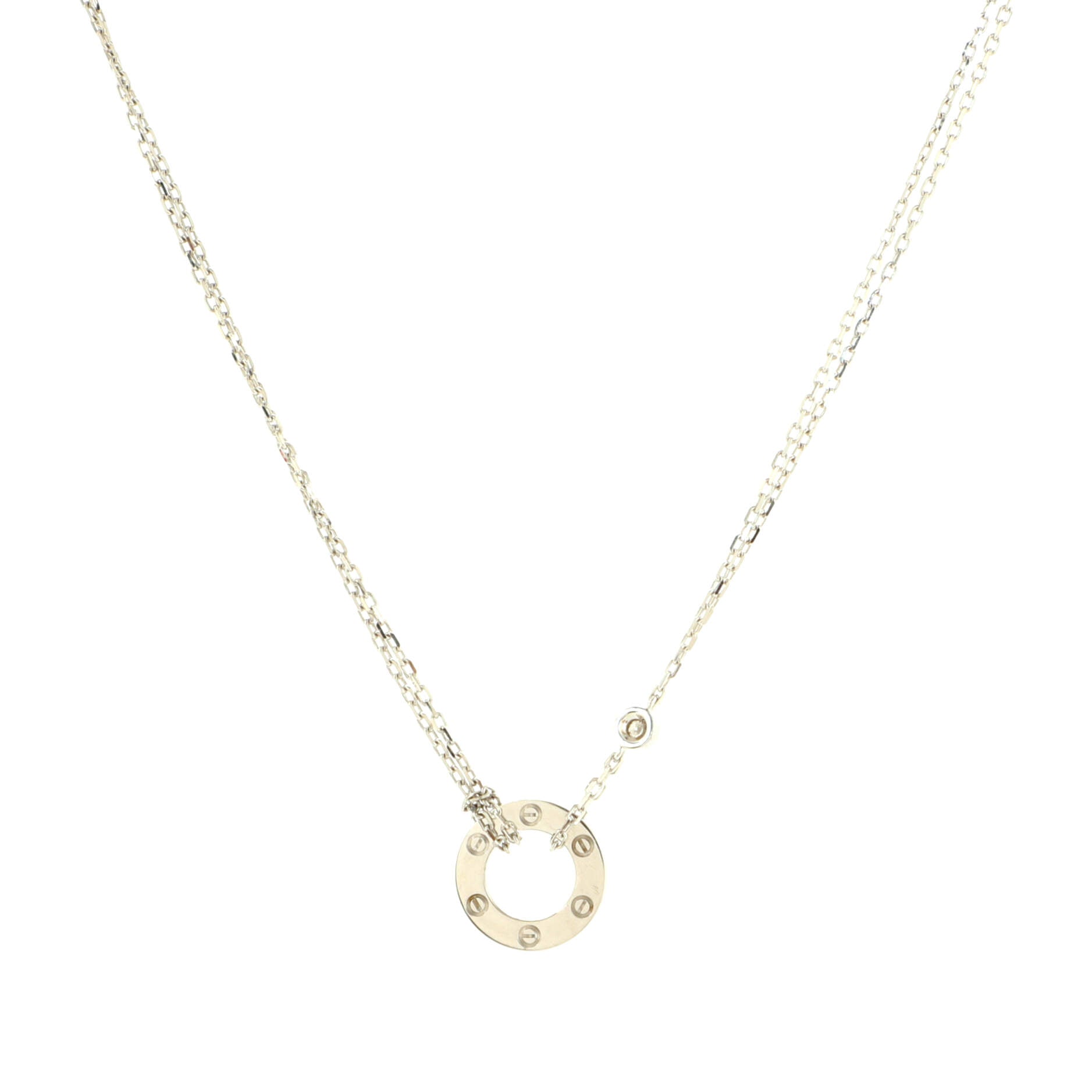 2 Diamonds Love Pendant Necklace 18K White Gold