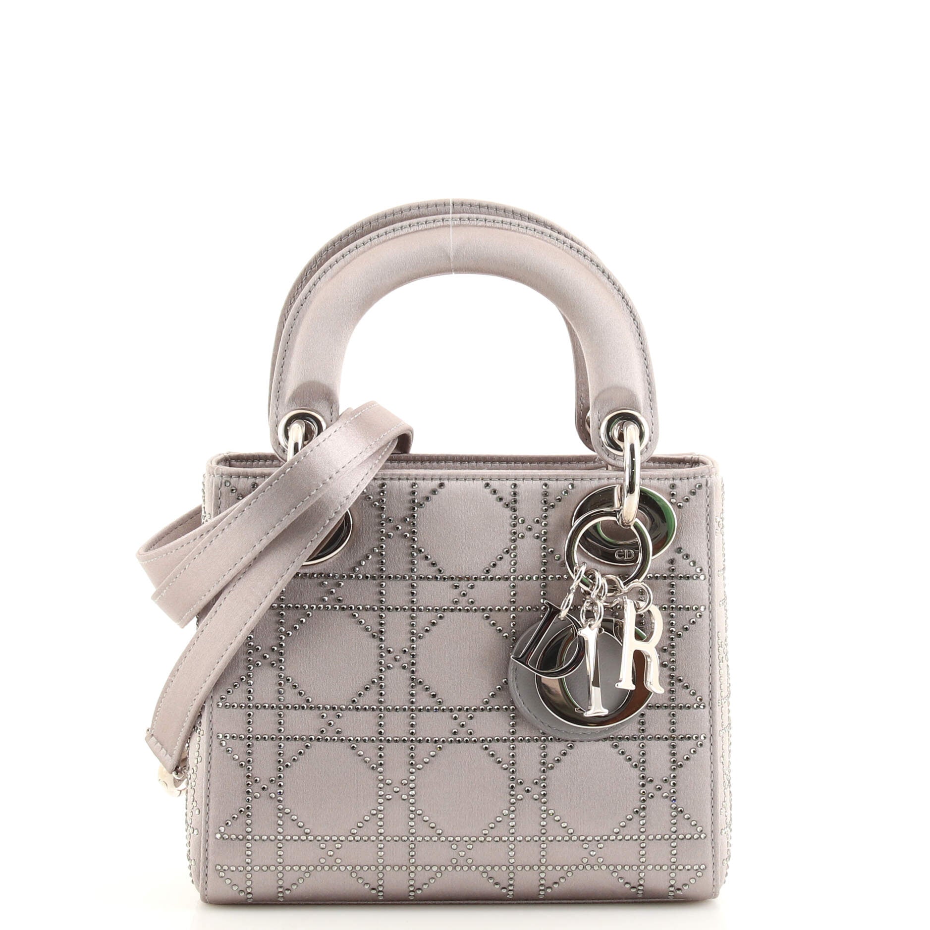 Lady Dior Bag Crystal Studded Cannage Quilt Satin Mini