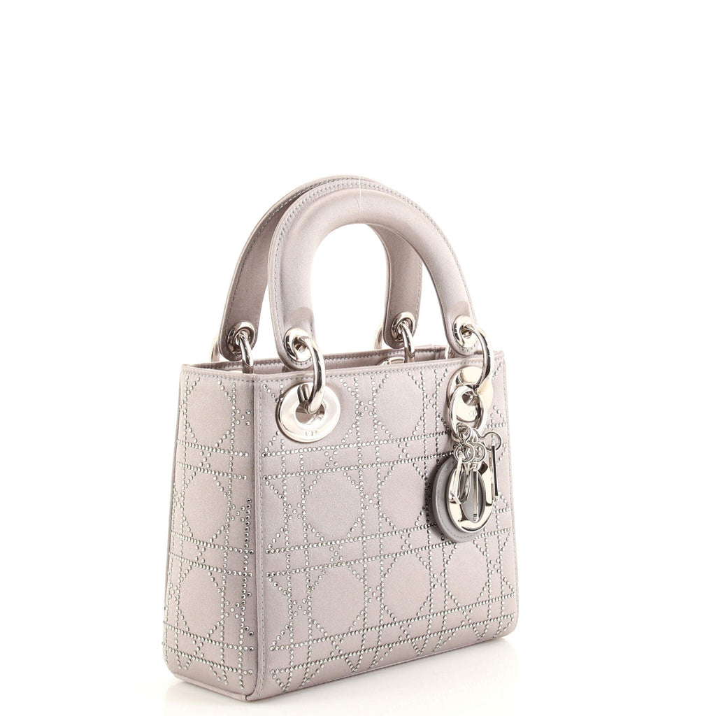 Lady Dior Bag Crystal Studded Cannage Quilt Satin Mini