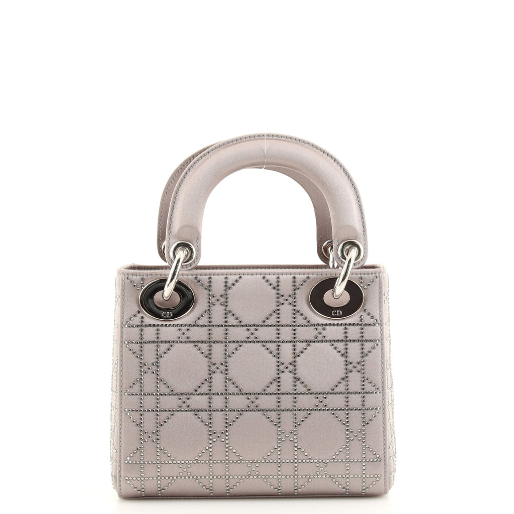 Lady Dior Bag Crystal Studded Cannage Quilt Satin Mini