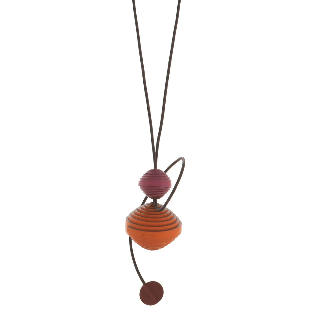 Spiral Pendant Long Necklace Leather