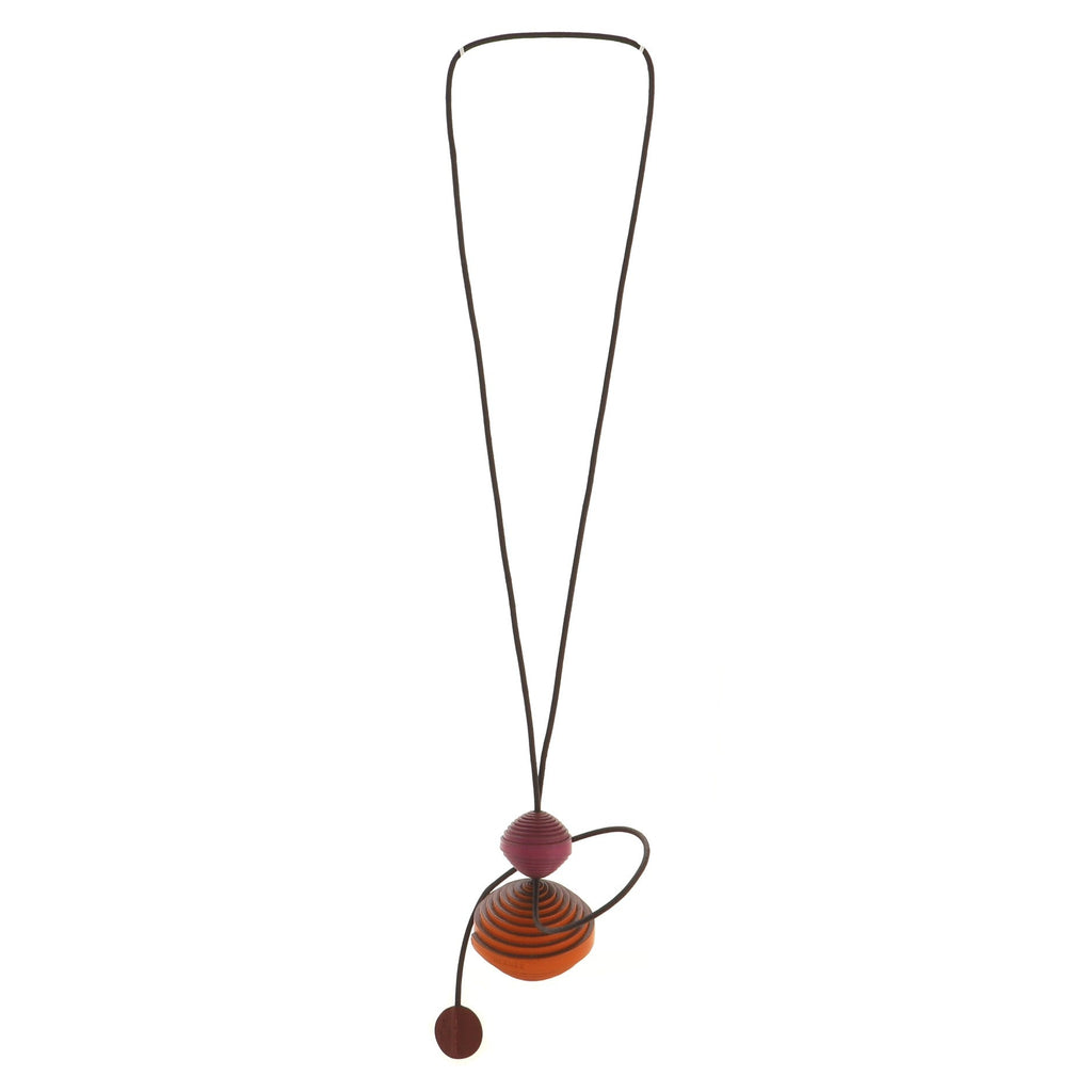 Spiral Pendant Long Necklace Leather