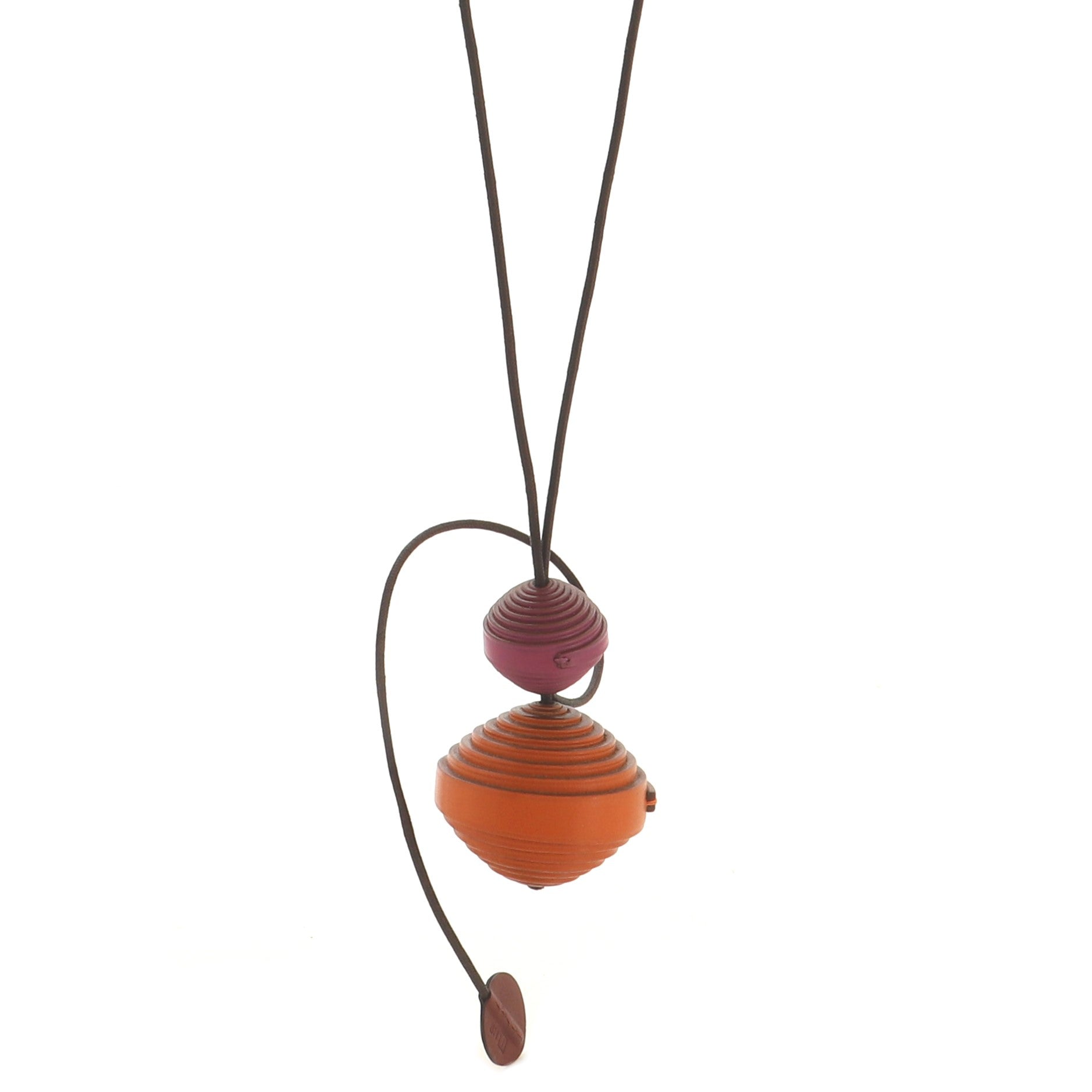 Spiral Pendant Long Necklace Leather