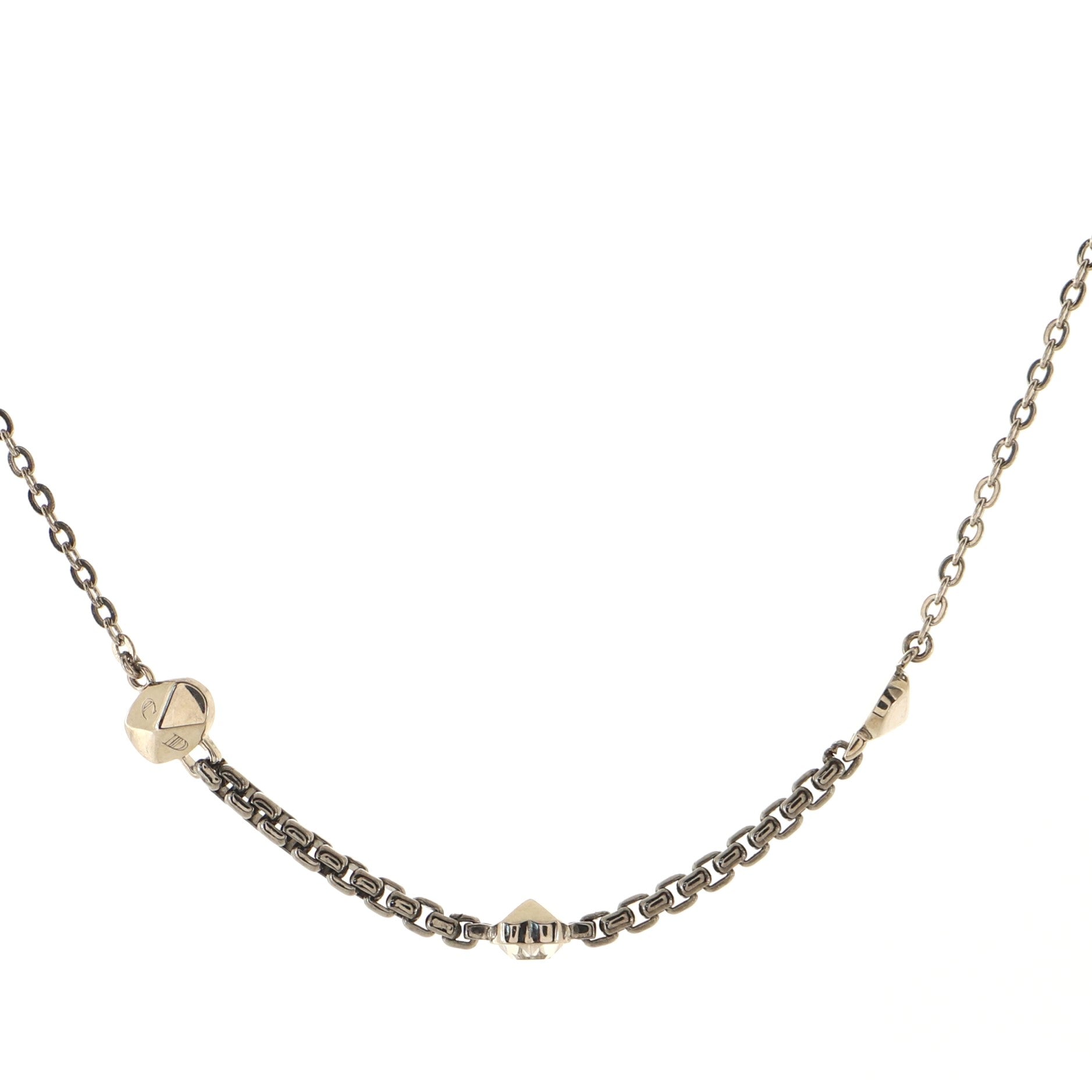 Logo and Heart Pendant Necklace Metal with Crystal