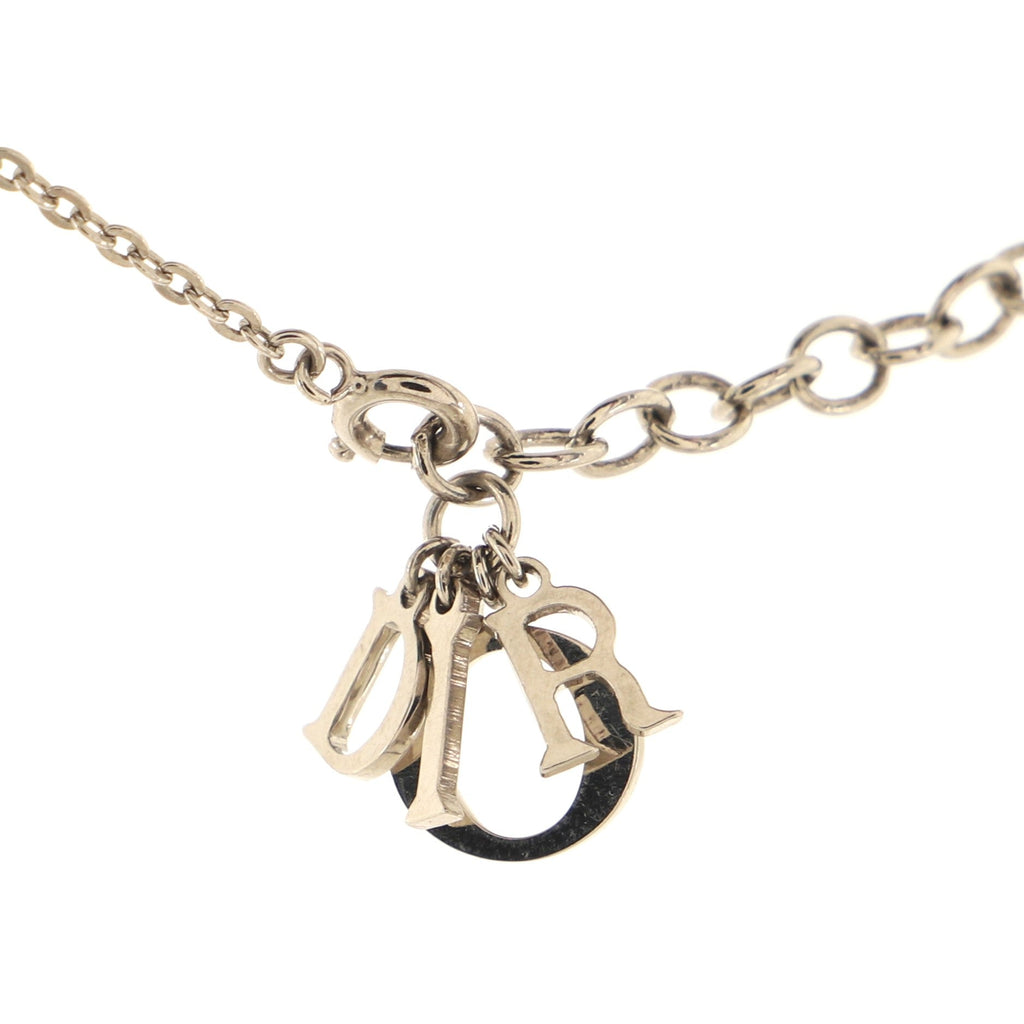 Logo and Heart Pendant Necklace Metal with Crystal