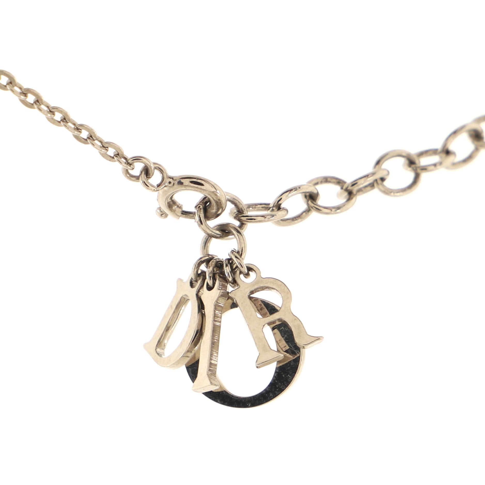 Logo and Heart Pendant Necklace Metal with Crystal