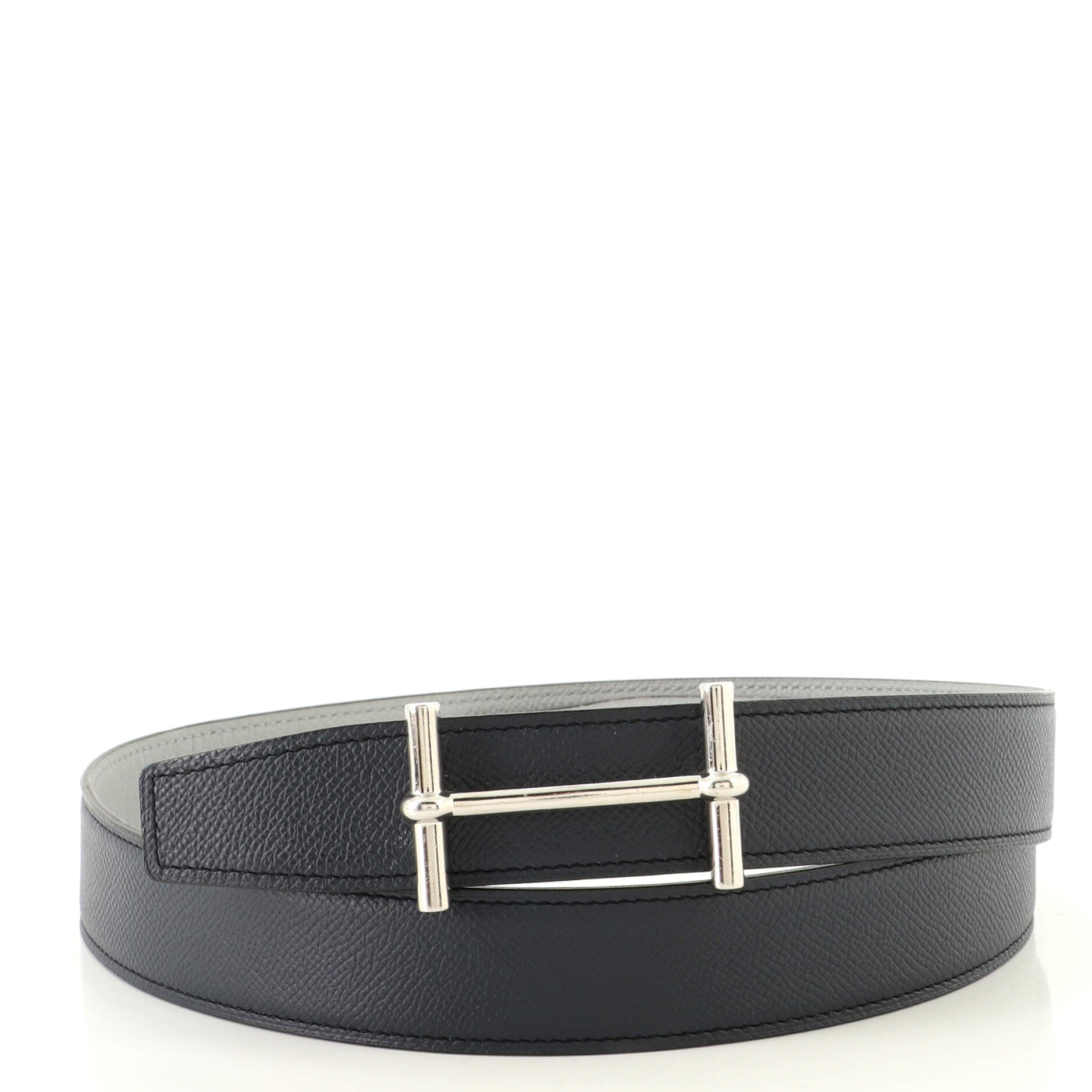 H D'Ancre Reversible Belt Metal and Leather Medium 90