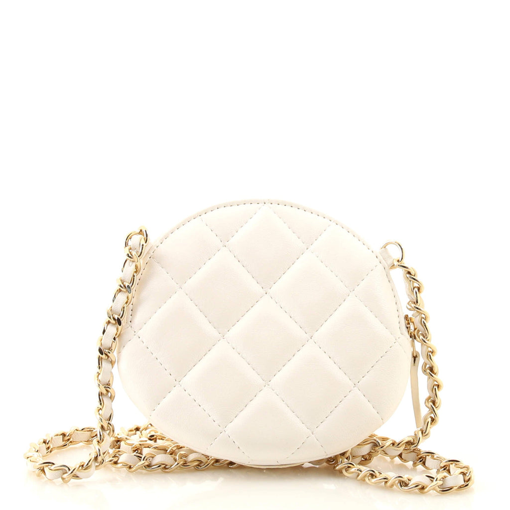Camellia Round Clutch with Chain Lambskin