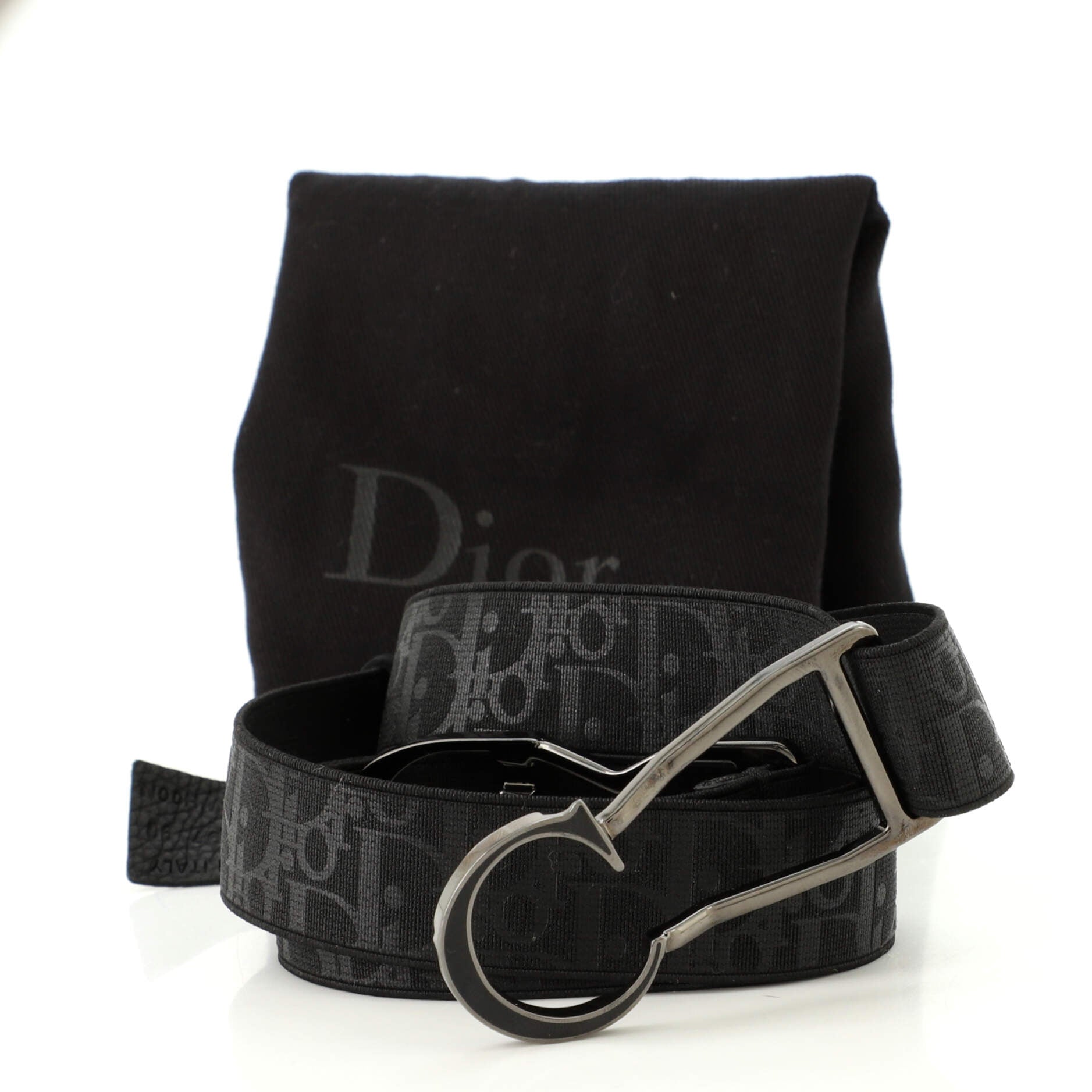 CD Buckle Belt Metal with Oblique Printed Elastic 85