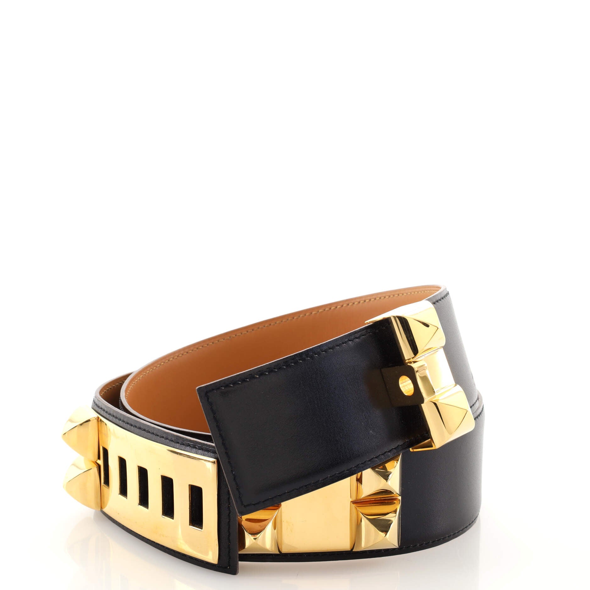 Collier de Chien Buckle Reversible Belt Leather Wide 75