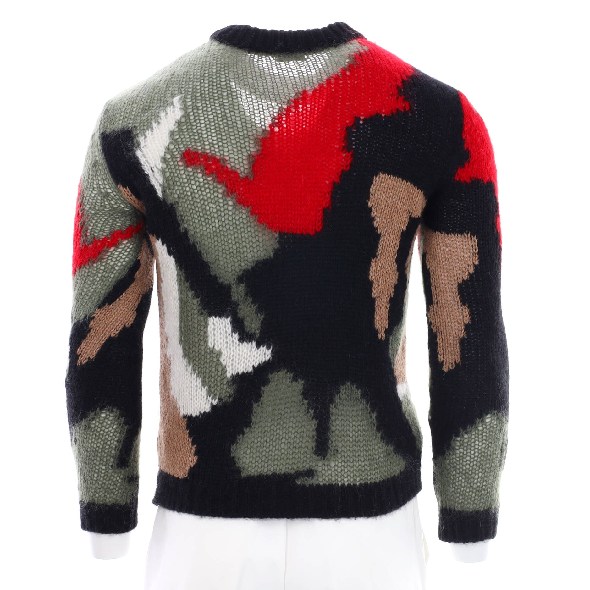 Men's Crewneck Camouflage Intarsia Sweater Wool Blend