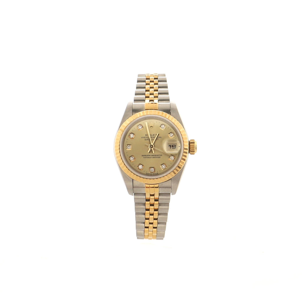 Oyster Perpetual Datejust Automatic Watch Stainless Steel and Yellow Gold with Diamond Markers 26
