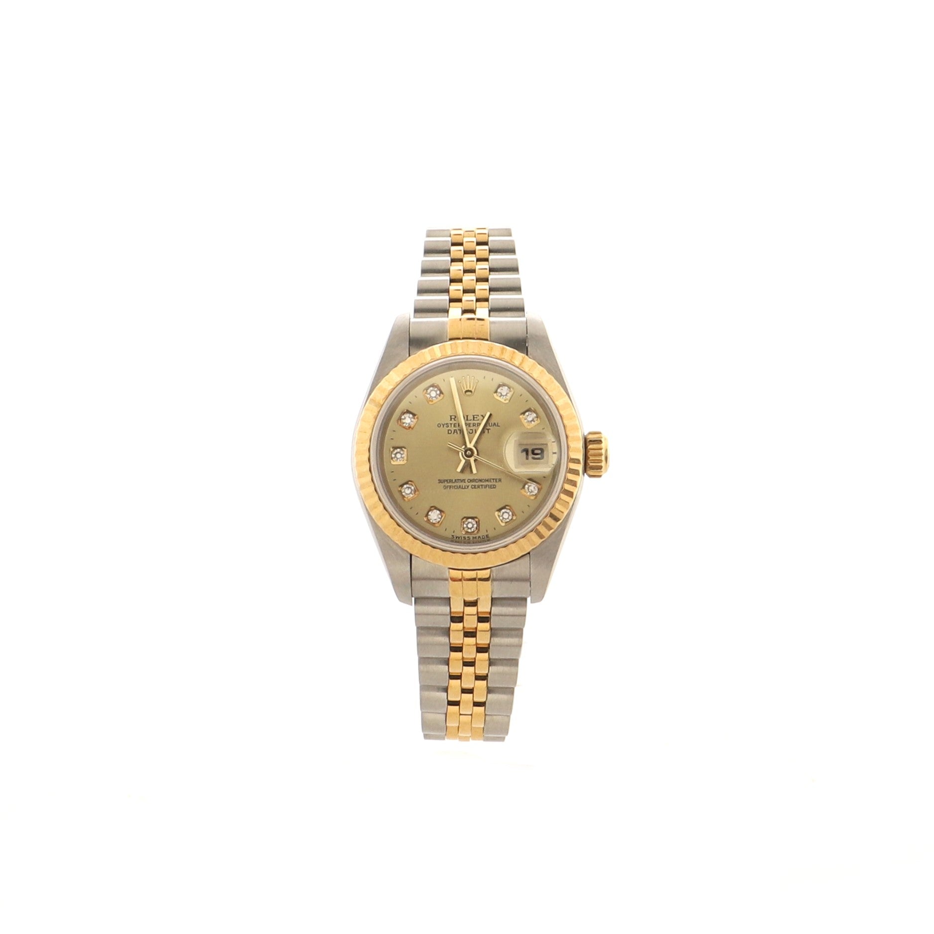 Oyster Perpetual Datejust Automatic Watch Stainless Steel and Yellow Gold with Diamond Markers 26