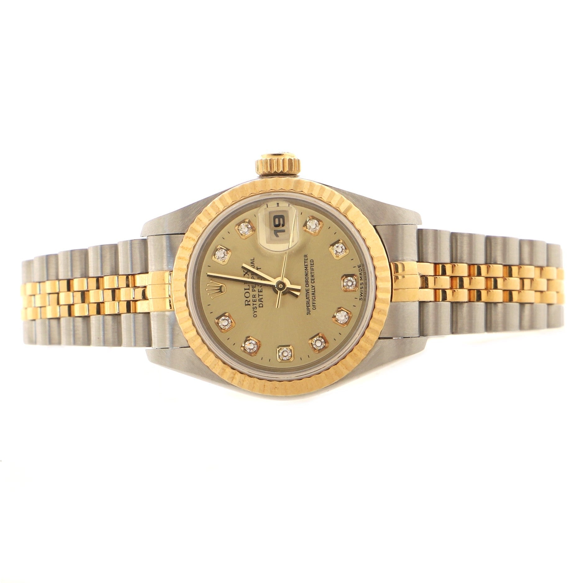 Oyster Perpetual Datejust Automatic Watch Stainless Steel and Yellow Gold with Diamond Markers 26