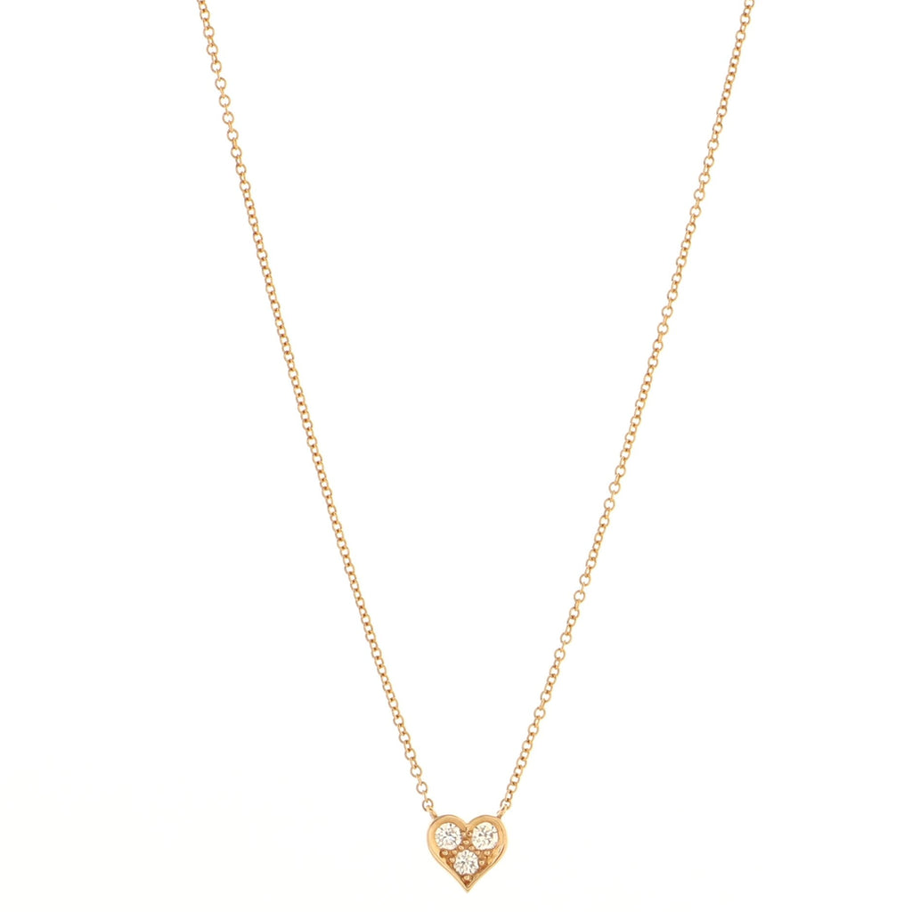 Heart 3 Diamond Pendant Necklace 18K Rose Gold with Diamonds