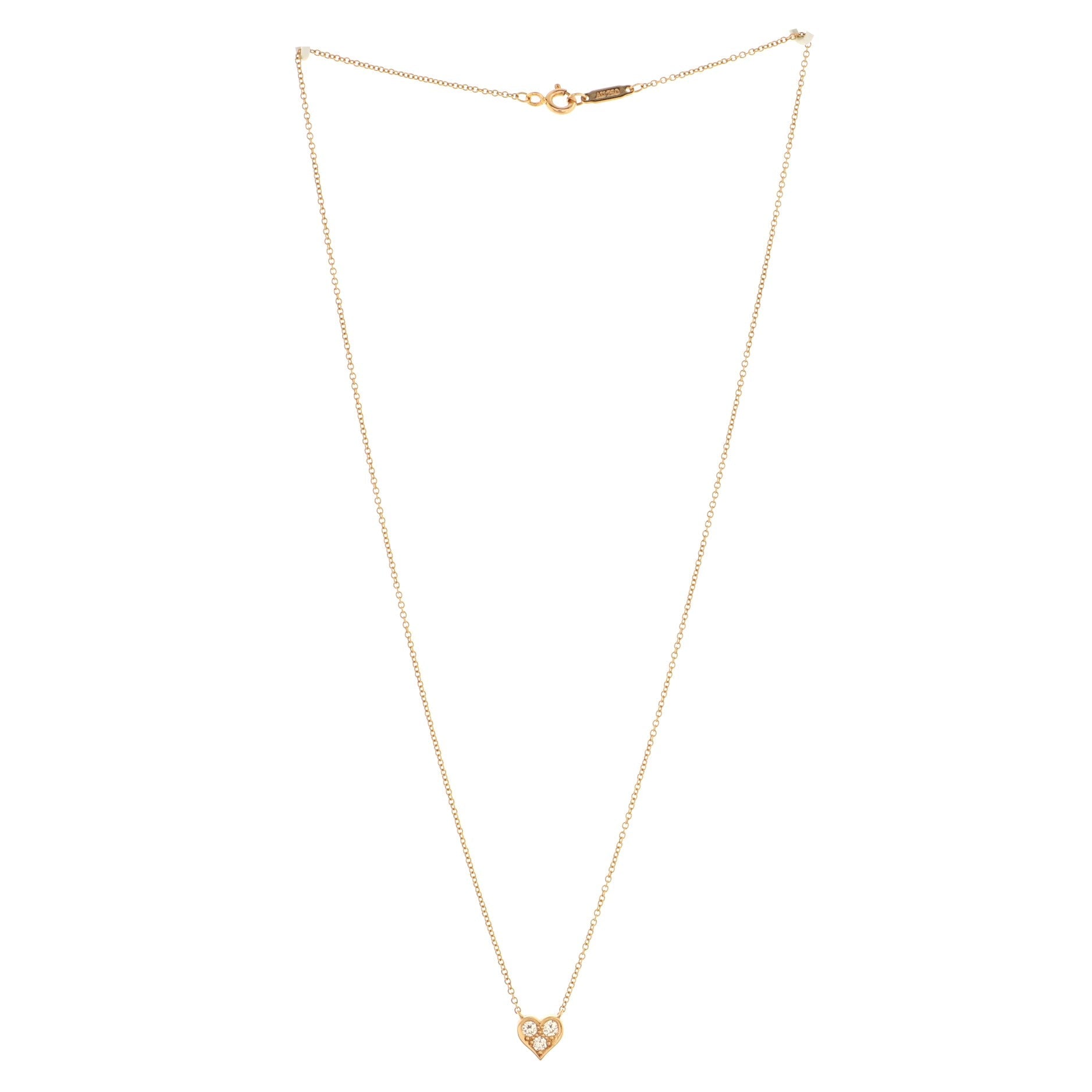 Heart 3 Diamond Pendant Necklace 18K Rose Gold with Diamonds