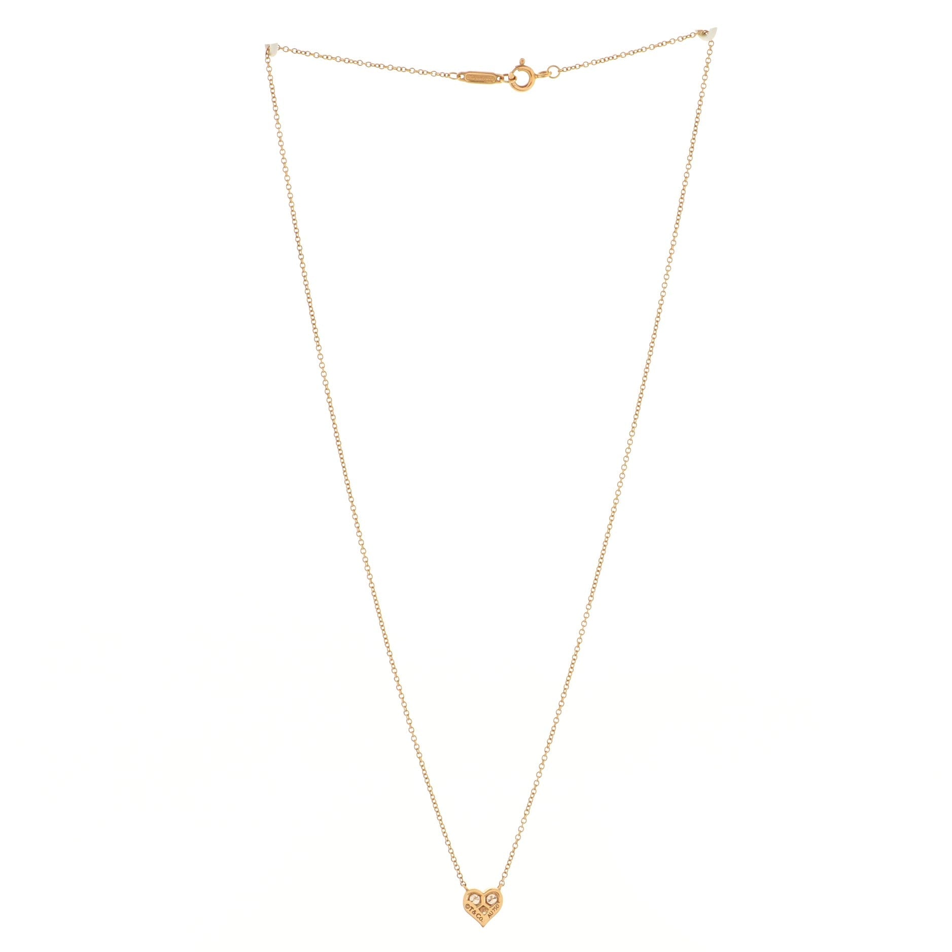 Heart 3 Diamond Pendant Necklace 18K Rose Gold with Diamonds