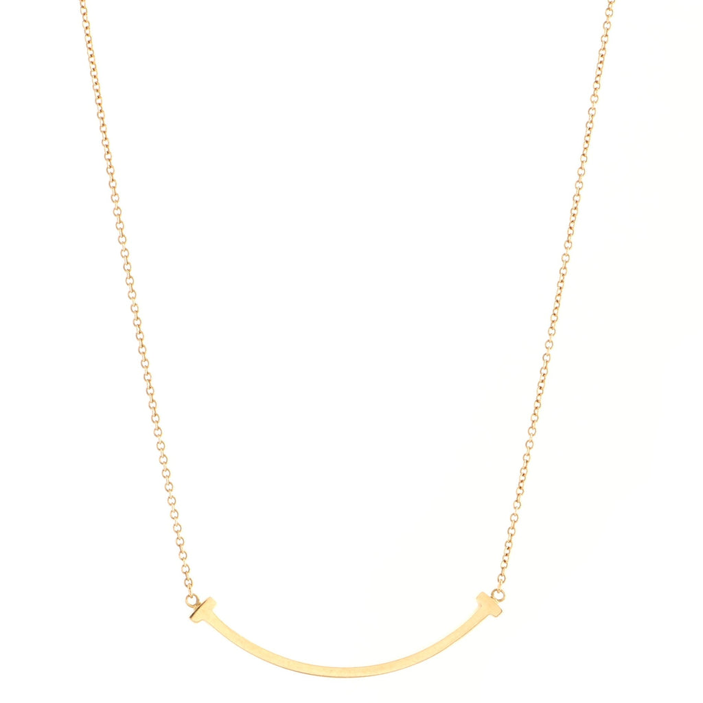 T Smile Pendant Necklace 18K Rose Gold Small