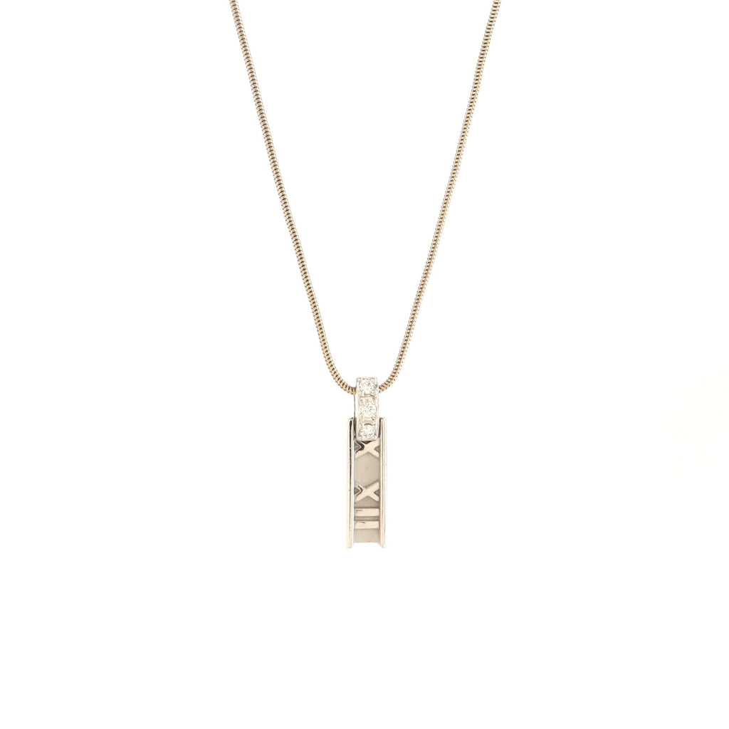 Atlas Bar Pendant Necklace 18K White Gold with Diamonds