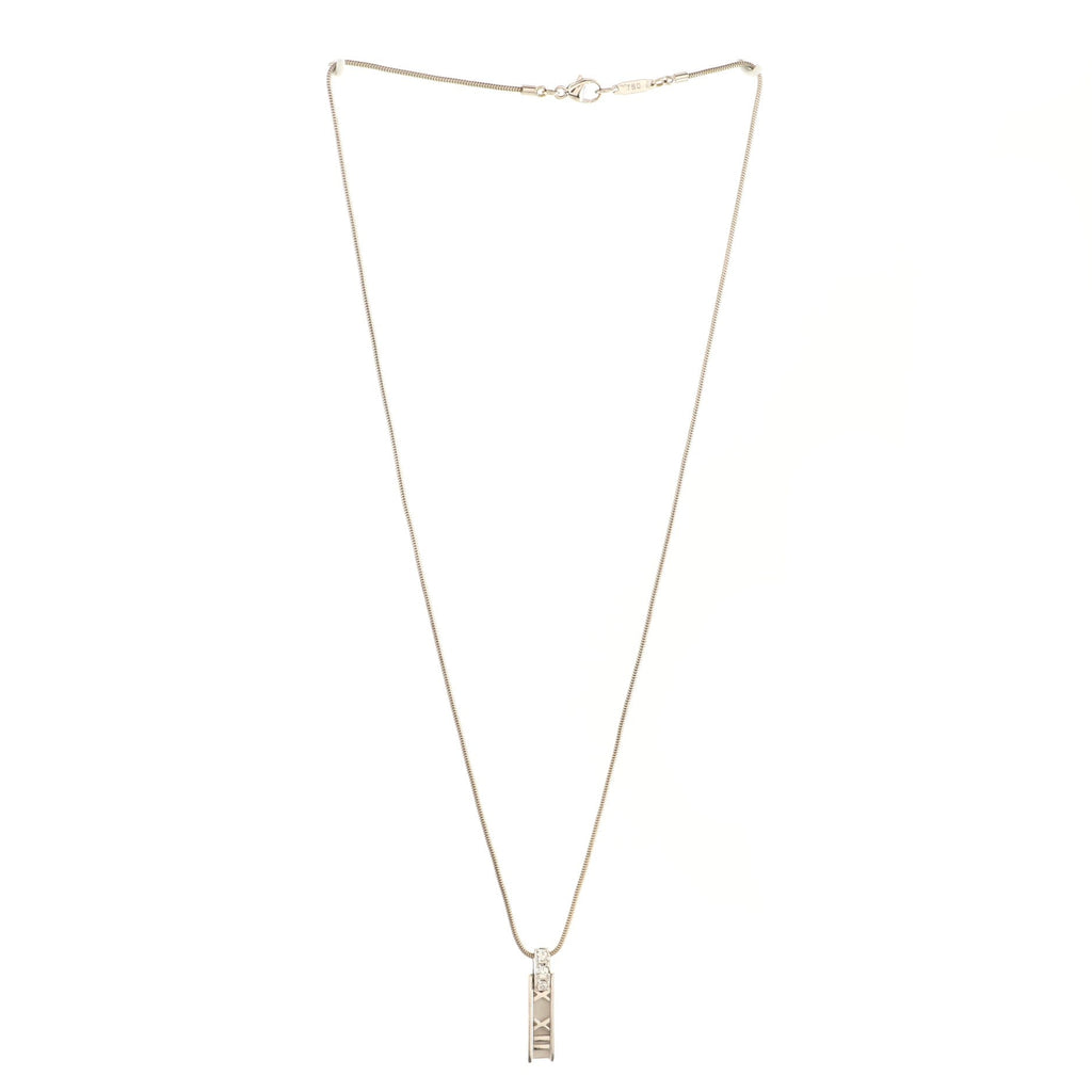 Atlas Bar Pendant Necklace 18K White Gold with Diamonds